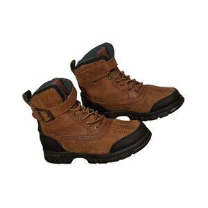 Polo Sport Boots Ralph Lauren Brown Leather Hiking Lace Up Strap Buckle Size 7.5